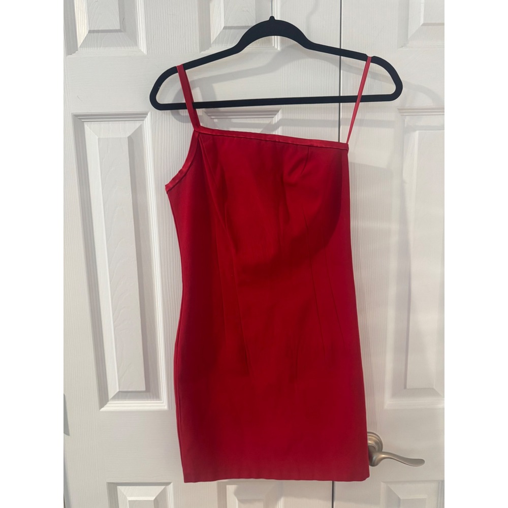 Vintage Cache Red Asymmetrical One Shoulder Mini Dress Medium Bodycon size S/M